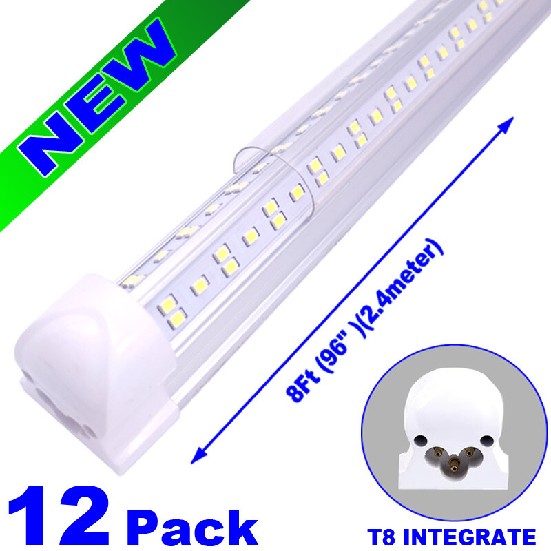 8ft 144W V-Shape LED Shop Light 12 Pack Clear White