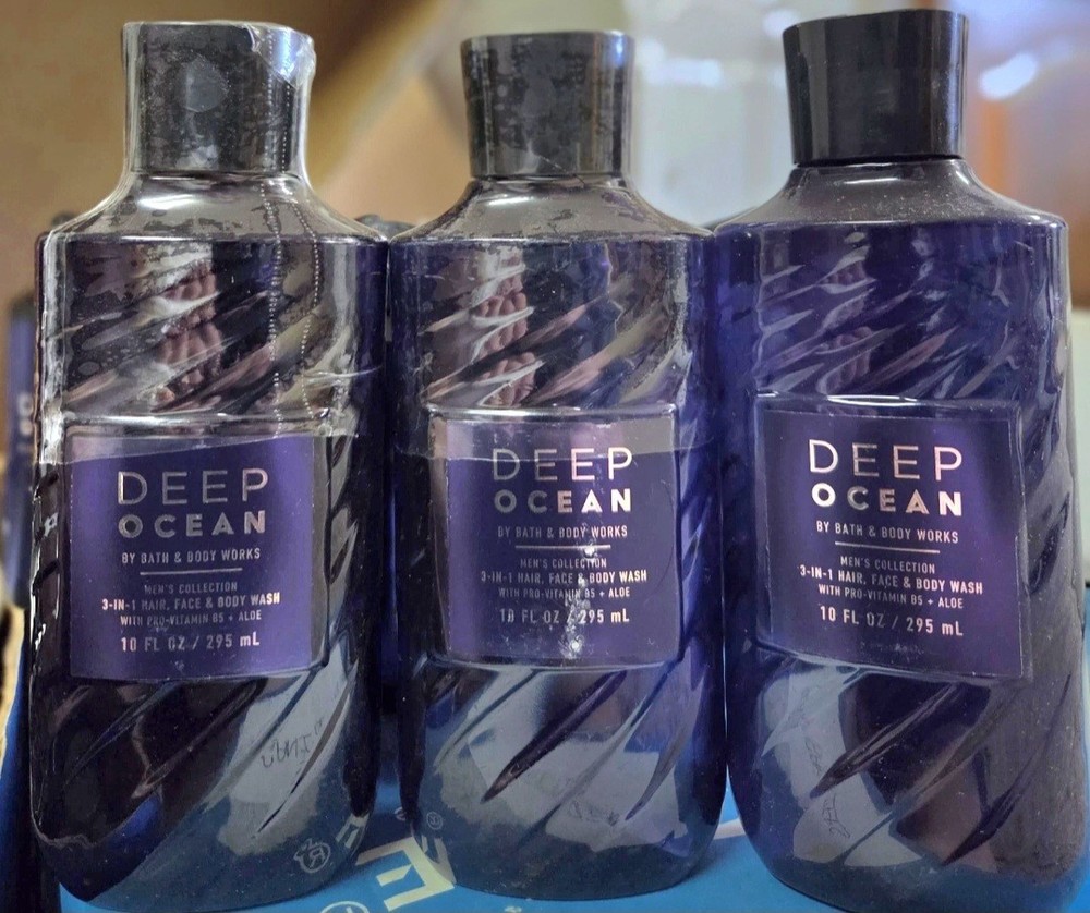 DEEP OCEAN LOT OF 3 SHOWER GEL WASH FACE & BODY BATH AND BODY WORKS MENS, NEW