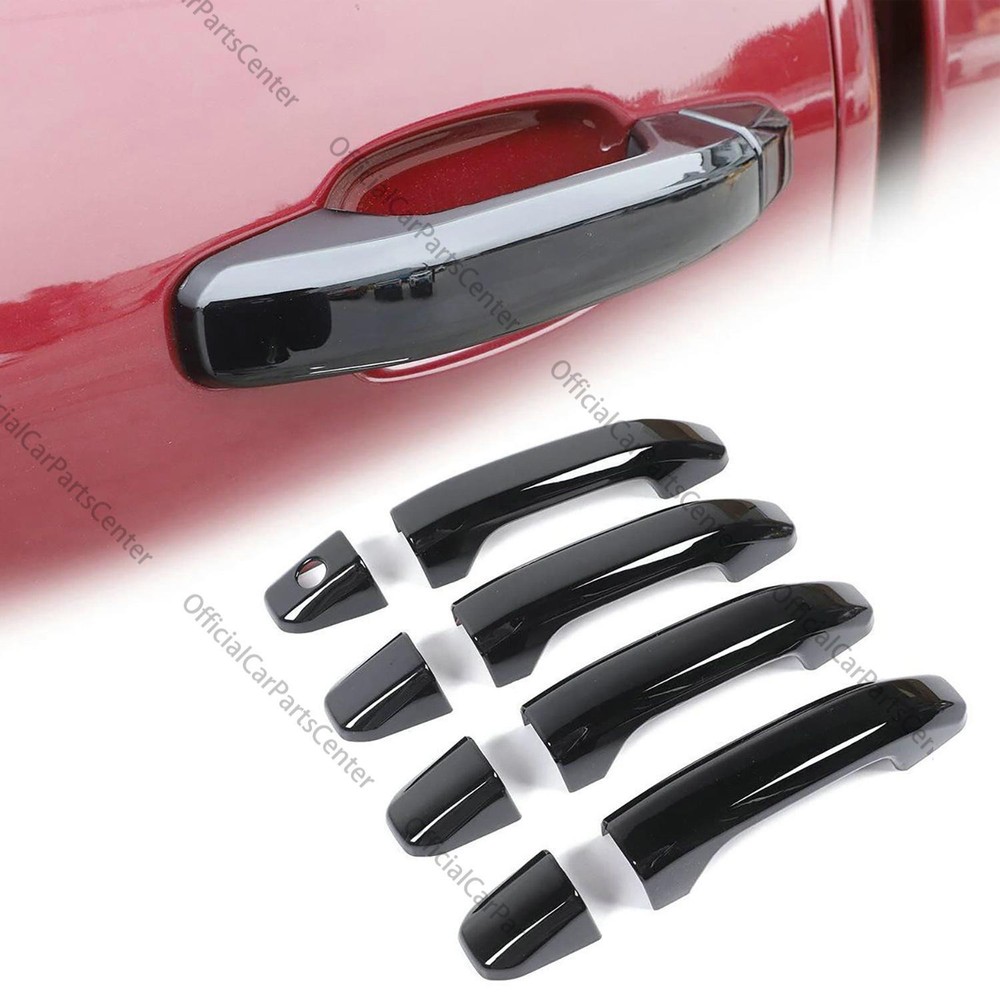 4X GLOSS BLACK Door Handle Covers For GMC Sierra Chevy Silverado 1500 14-24