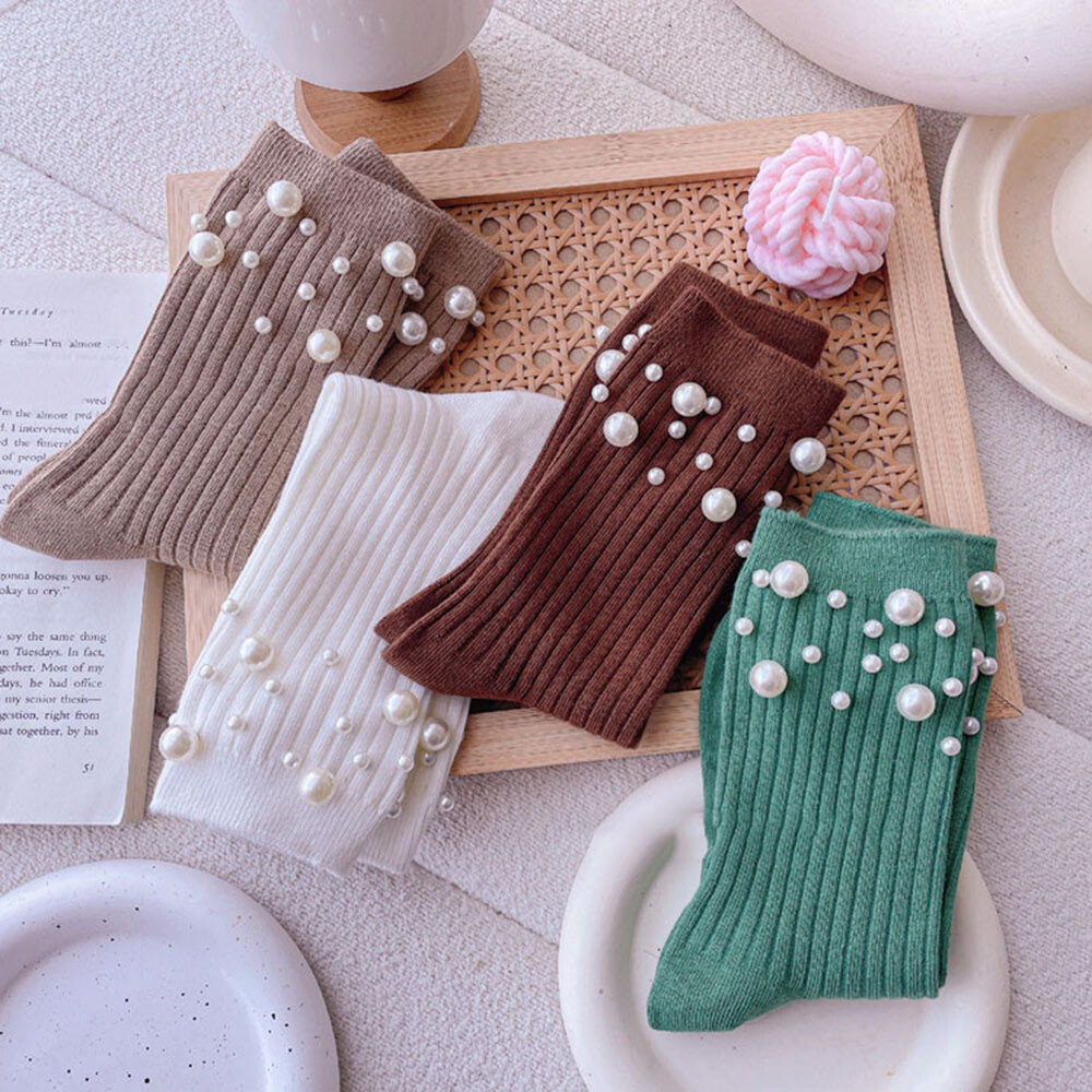 Hosiery Cotton Socks Mid-tube Socks Foot Socks Short Socks Pearl Decoration UK