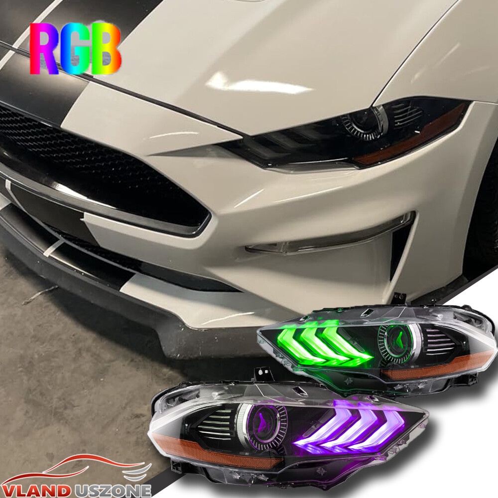 Update RGB Headlight For 2018-2022 Ford Mustang GT EcoBoost Headlamp Accessories