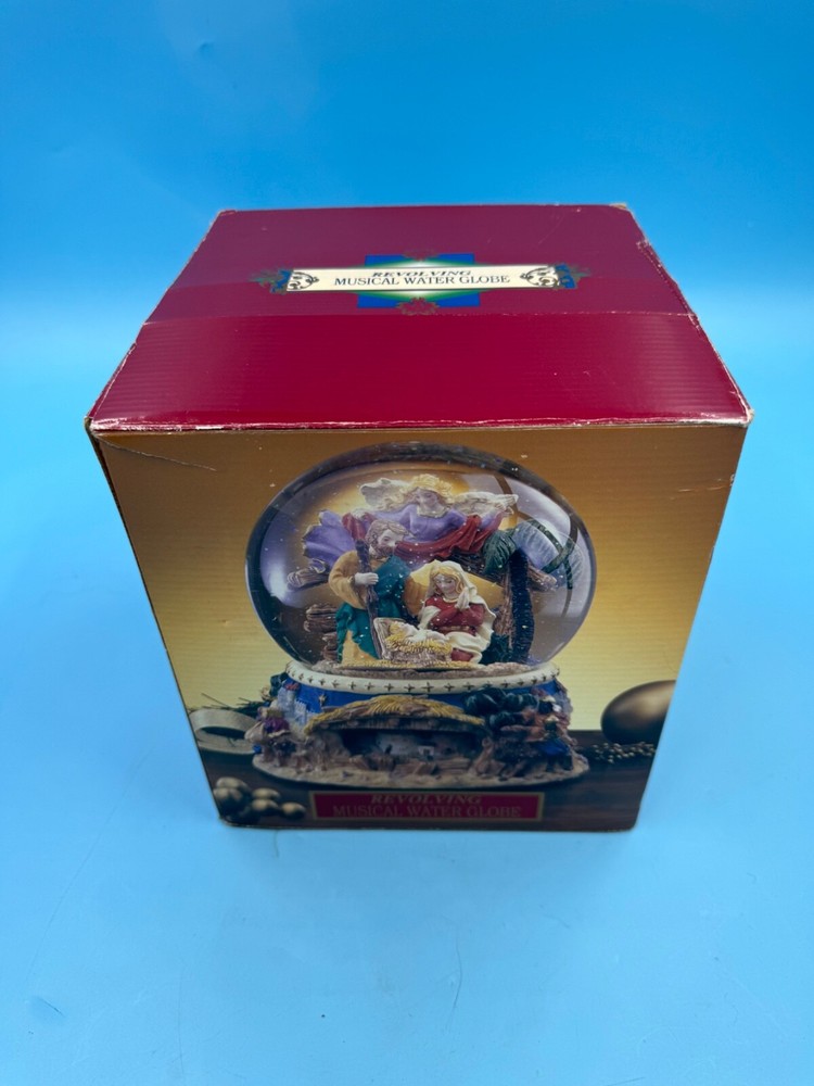 Nativity Scene Musical Snow Globe Revolving Base Christmas Vintage Large
