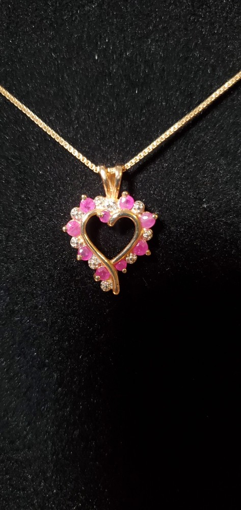 VTG Gold Tone 925 Sterling Silver Heart Pendant With Gemstones