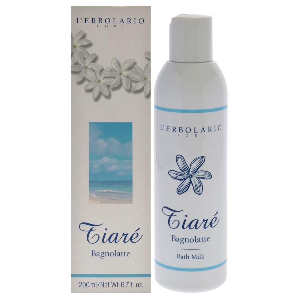 LErbolario Tiare Bath Milk, 6.7 oz - Body Wash - with Extracts of Tiare Flowe...