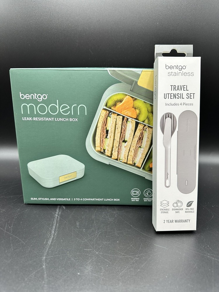 Bentgo Modern 4 Compartment Bento Style Leak-Resistant Lunch Box & Utensil Set