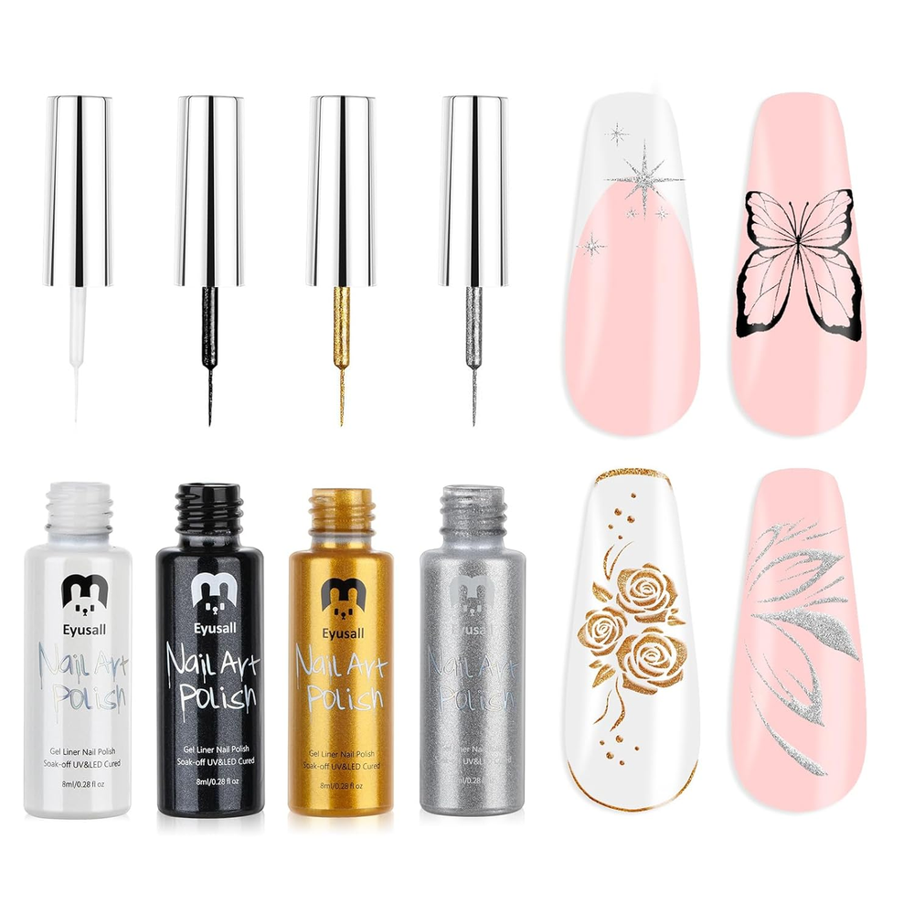 French Tip Nail Polish, Nail Art Polish, Gel Liner Nail Polish Set - 4 pcs Class