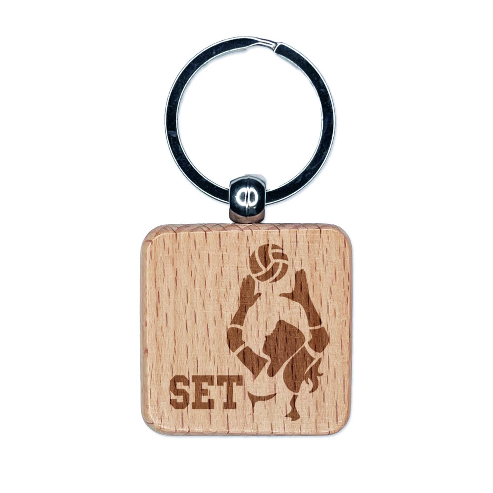 Volleyball Player Engraved Wood Keychain Sports Gift for Women