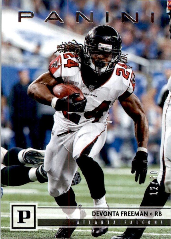 2018 Panini Devonta Freeman #13 Silver Knight Limited to 50