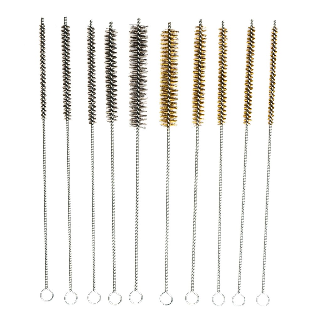 10-Piece Tube Cleaning Brush Kit | Brass Wire Bore Brushes & Stainless Steel ...