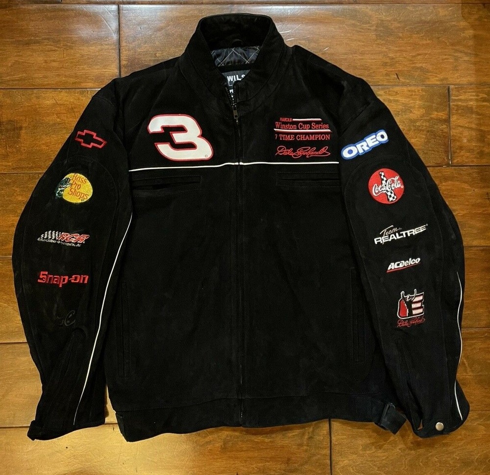 Dale Earnhardt #3 7-Time Champ Black Suede Jacket XL Wilsons Leather