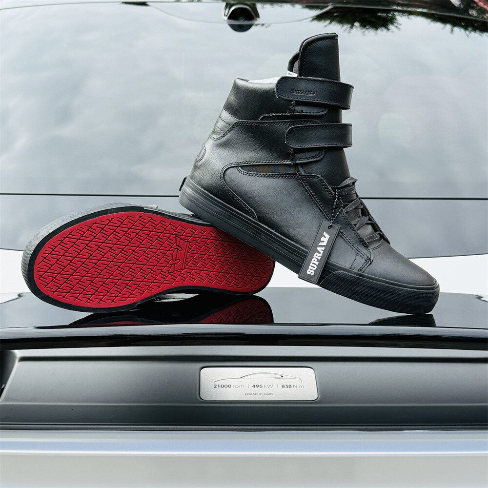 Supra Tk Society High Top Shoes black with red sole HOT Limited time discount-image