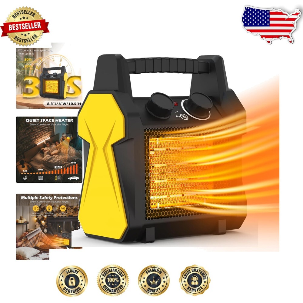 Compact Radiant Heater for Home and Patio - Overheat Protection & Fast Heat