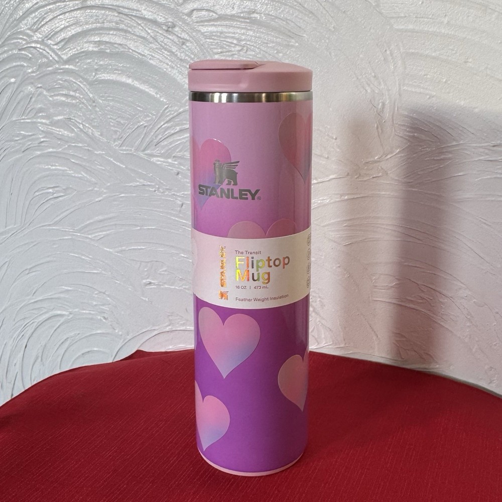 Stanley Target Valentine’s 2026 16oz Fliptop Mug Powder Pink Heart Gradient NWT