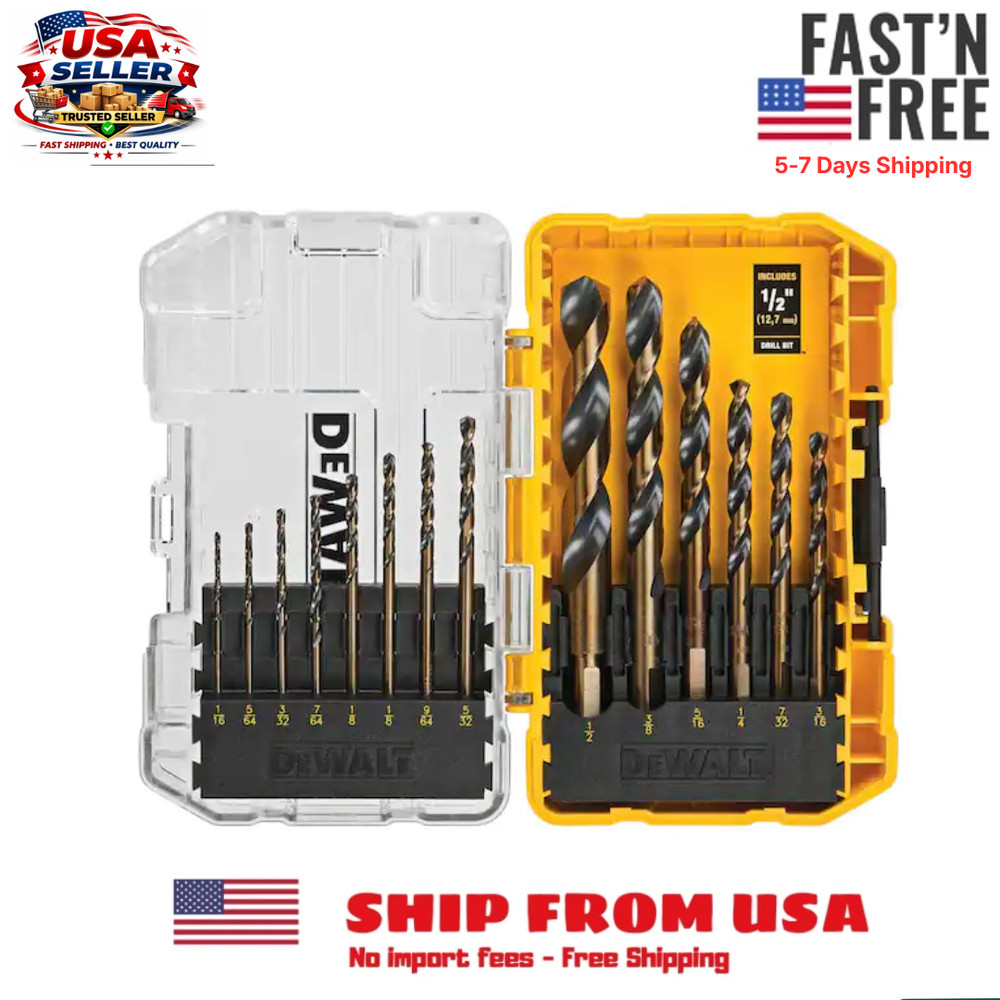 (14-Piece) Dewalt Black And Gold Drill Bit Set Black Oxide