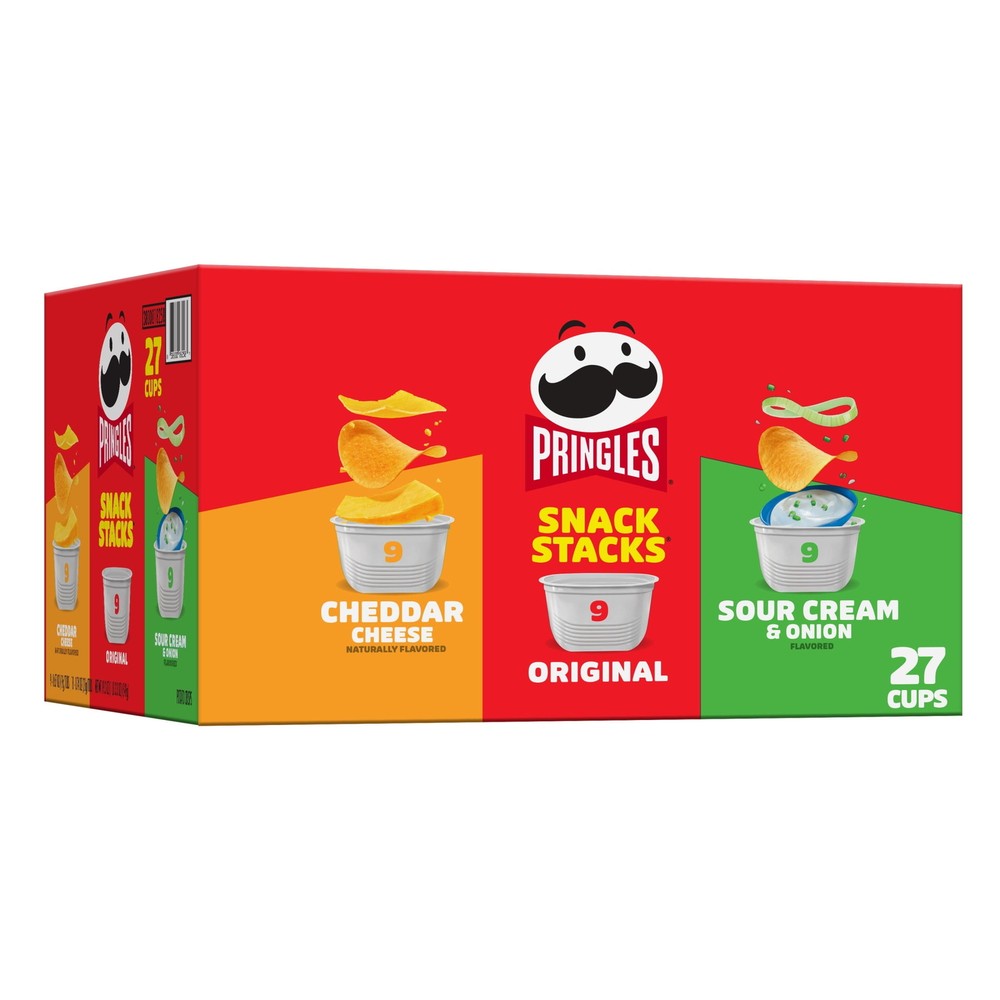 Pringles Snack Stacks Variety Pack 27 Count Crispy Potato Chips Lunch Snacks