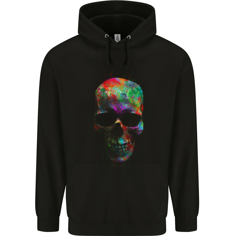 Radiantly Coloured Skull Mens 80% Cotton Hoodie