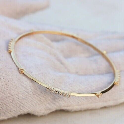 3Ct Round Cut Simulated Diamond Women's Bangle Bracelet 14K Yellow Gold Plated