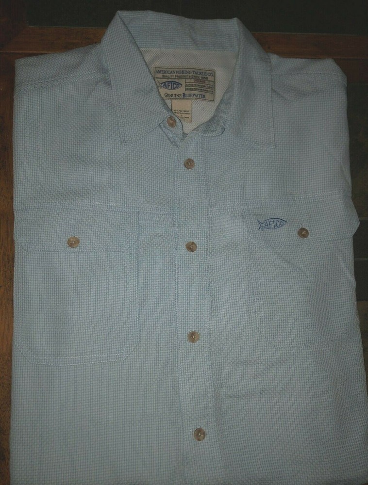 Mens American Fishing Tackle Short Sleeve Button Front Shirt Size Large LG L
