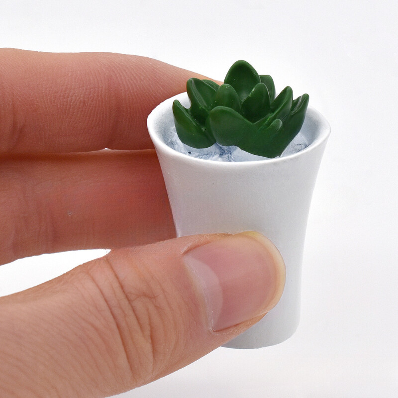Dollhouse Miniatures Potted Plant Accessories Succulents Resin Decor 1/12 Scale