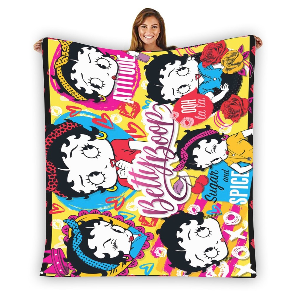 Betty Boop Sexy Lips Soft Warm Single-Side Printing Flannel Fleece Blanket