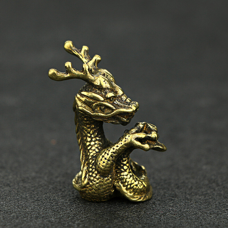 4.2cm Bronze Chinese Zodiac Dragon Incense Censer Statue Collectible Curio