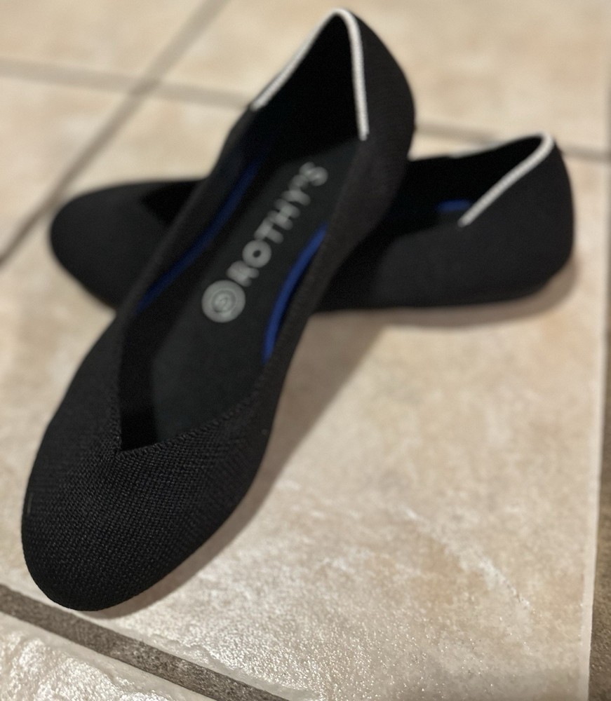 Rothy's “The Flat”  Knit Round Toe Slip On Flat, Black 7.5  Machine Washable