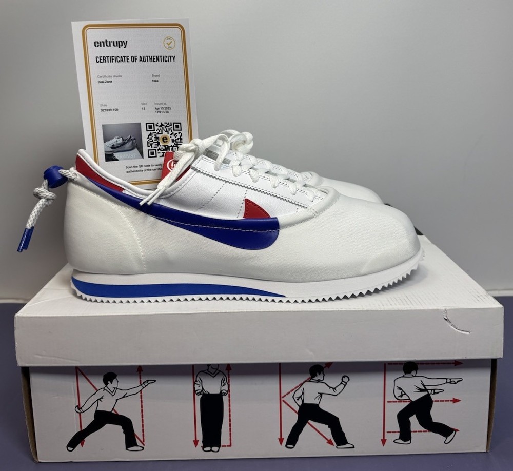 DZ3239-100 CLOT Nike Cortez White and Game Royal BRUCE LEE ED. DEADSTOCK