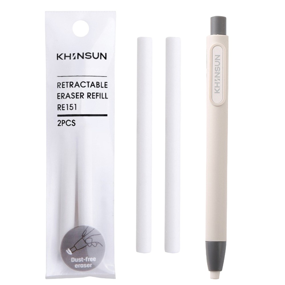 Retractable Pen Shape Erasers With Eraser Refill for Pencil Writing Draw