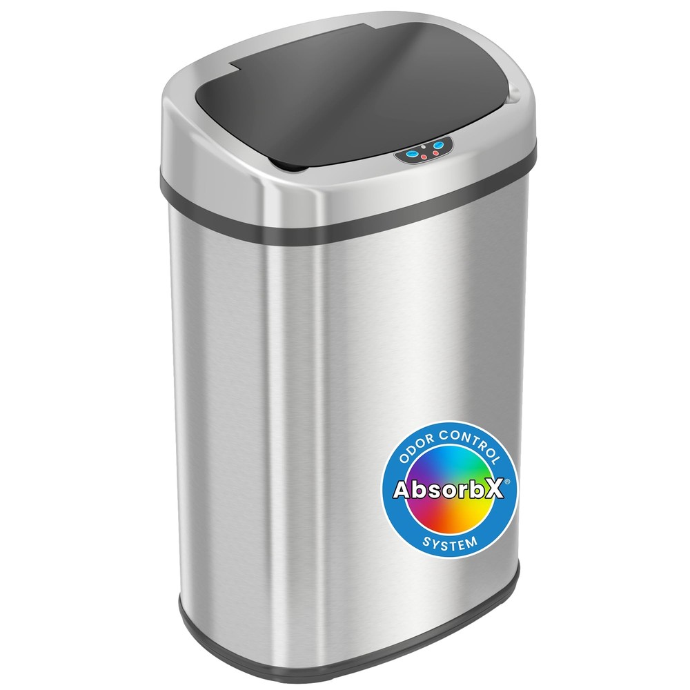 13 Gallon Trash Can Kitchen Garbage Can with Odor Filter, Stainless Steel Hom...