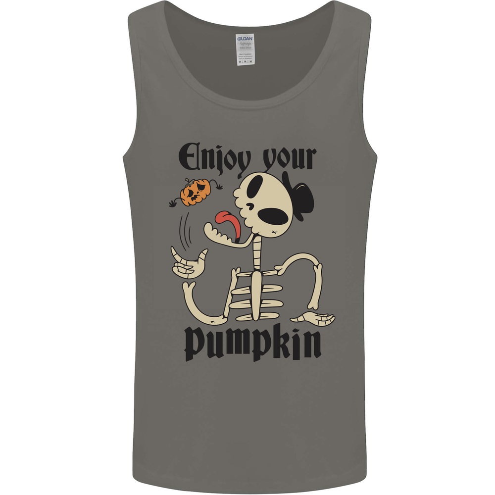 Enjoy Your Pumpkin Funny Halloween Skull Mens Vest Tank Top