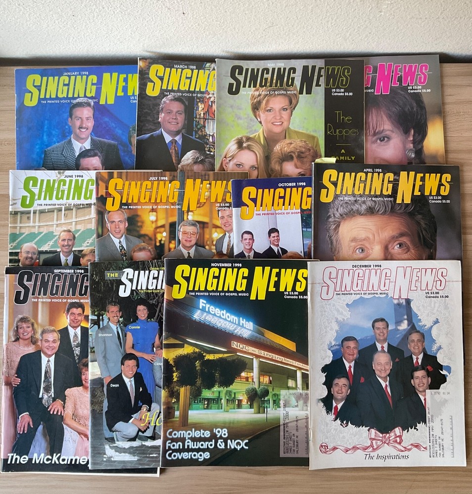 Singing News Southern Gospel Magazines 1998,  Lot of 12 Rare