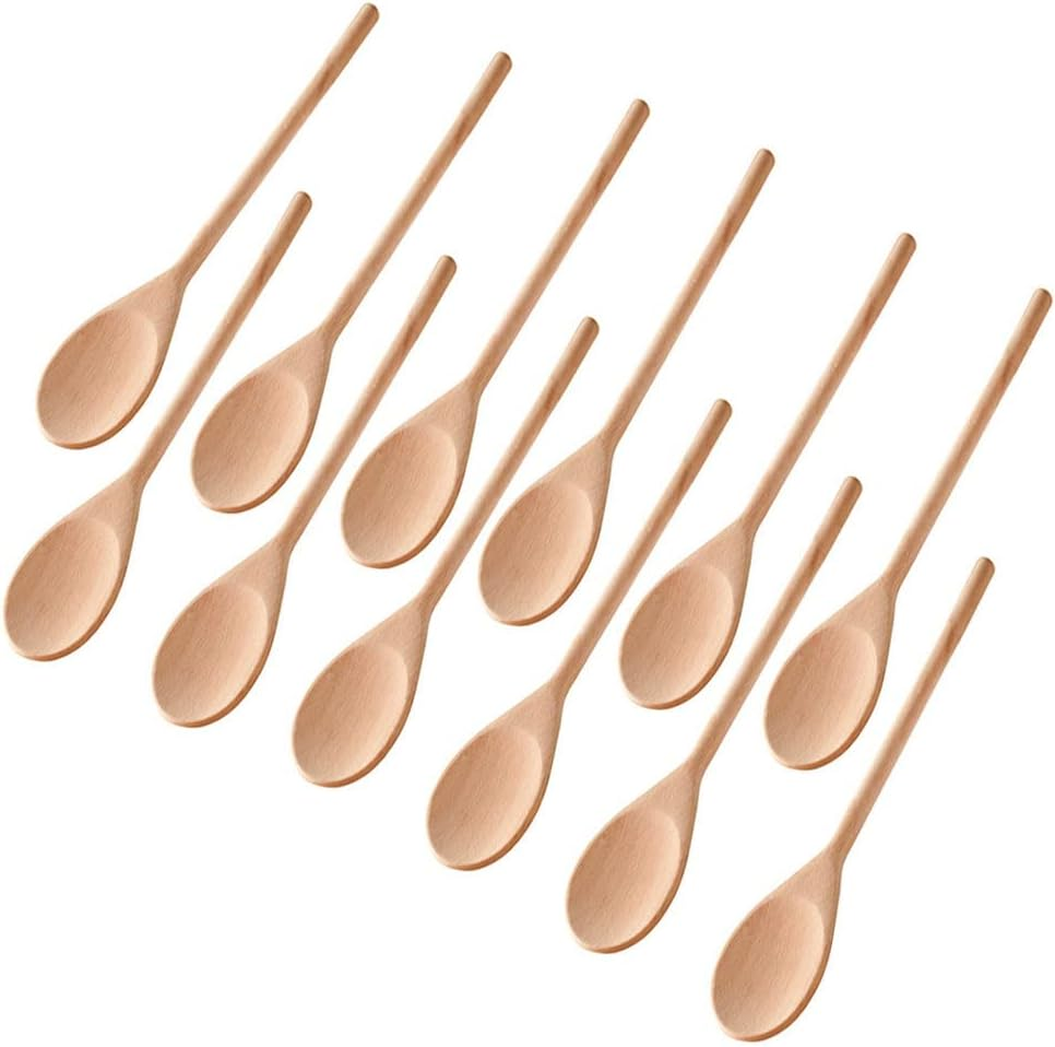 Kitchen Wooden Spoons Mixing Baking Serving Utensils Puppets 12 in - 12 Pack
