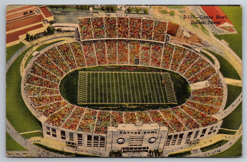 Cotton Bowl Stadium Full Game Aerial View Dallas Texas Postcard K24
