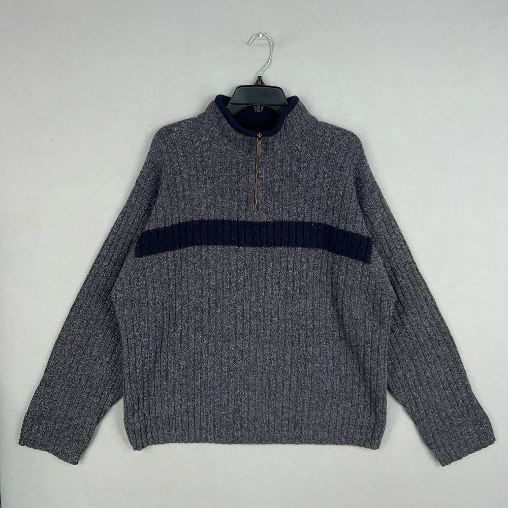 Vintage American Eagle Outfitters Sweater Mens XL Grey Ribbed Grandpa 100% Wool