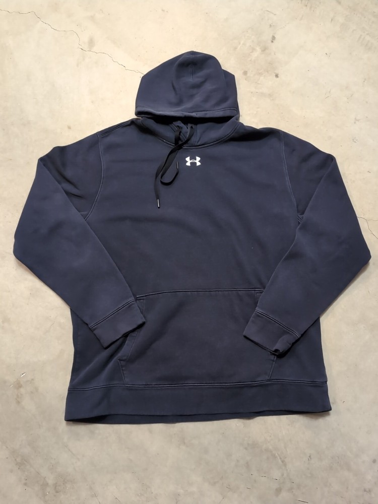 Under Armour Mens XL Loose Fit Hoodie Black Center Logo Basic Coldgear