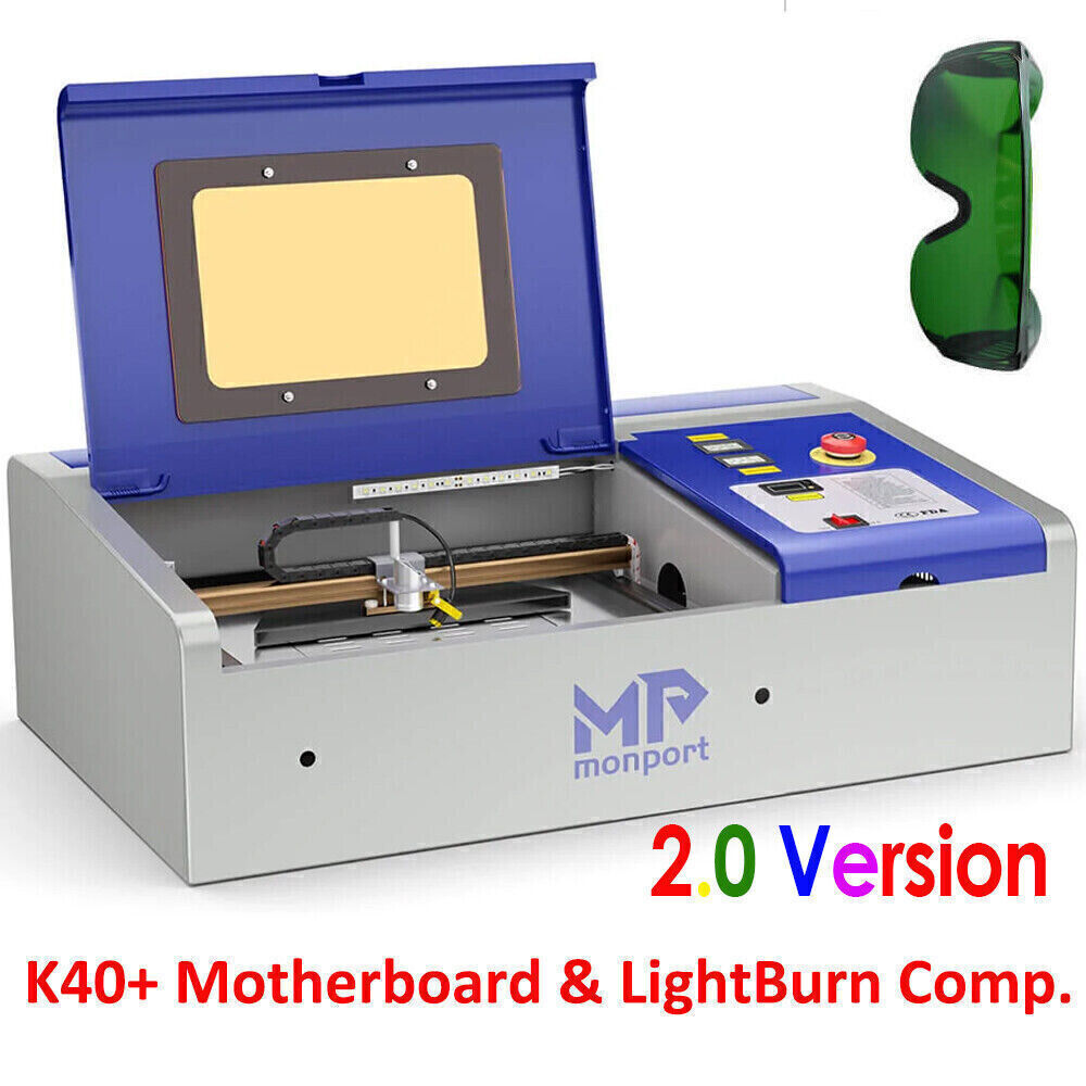 Monport Lightburn 40w Pro Co2 Laser Engraver Cutter 12x8in Air Assist K40 Laser