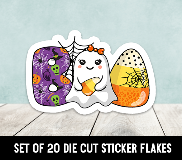 Candy Corn Boo Halloween Die Cut Stickers Happy Mail -  Set of 20