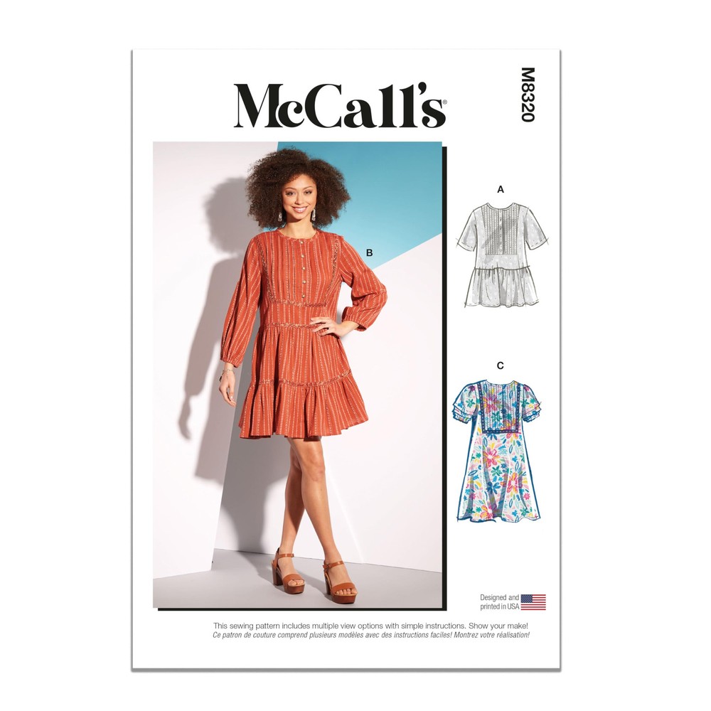 Misses' Tunic and Dresses Sewing Pattern Kit, Design Code M8320, Sizes XSM-SM...