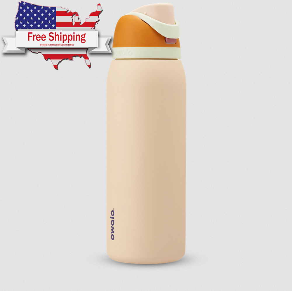 Owala FreeSip Stainless Steel Insulated Water Bottle, 40oz, Water in the Desert.