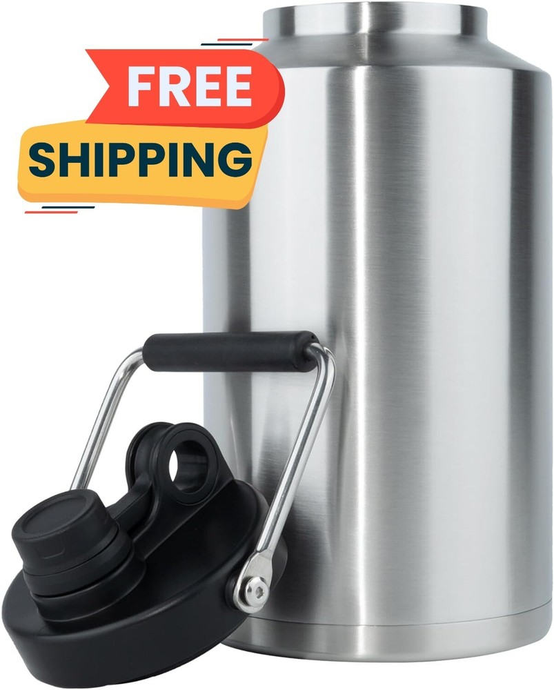 Botella de agua de doble vacío, 128 oz de acero inoxidable, resistente al sudor