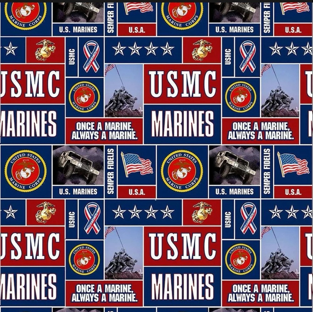 US Marines Fleece Geometric-USMC Blanket Fabric Military Grade