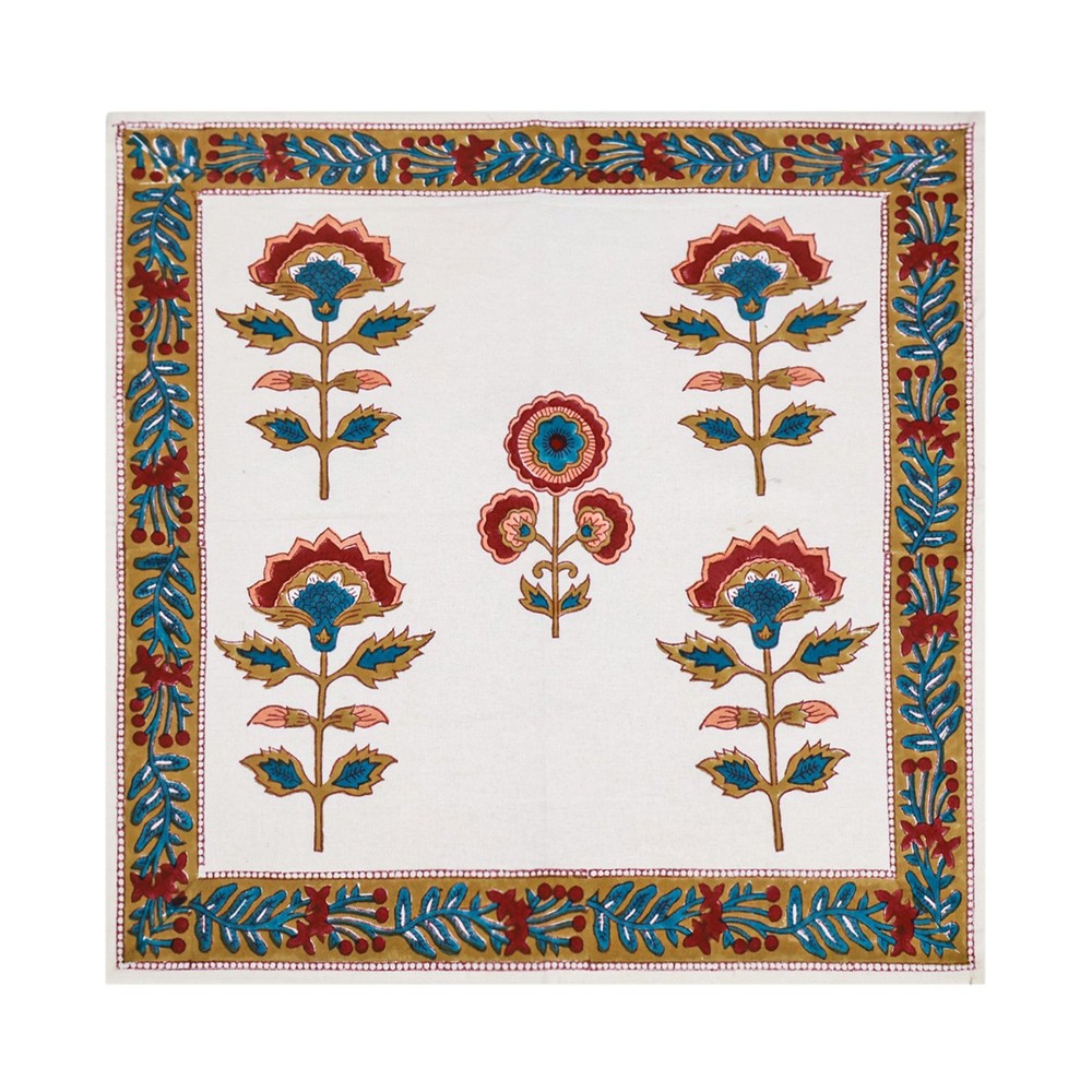 Red White Indian Hand Block Print Cotton Table Napkins