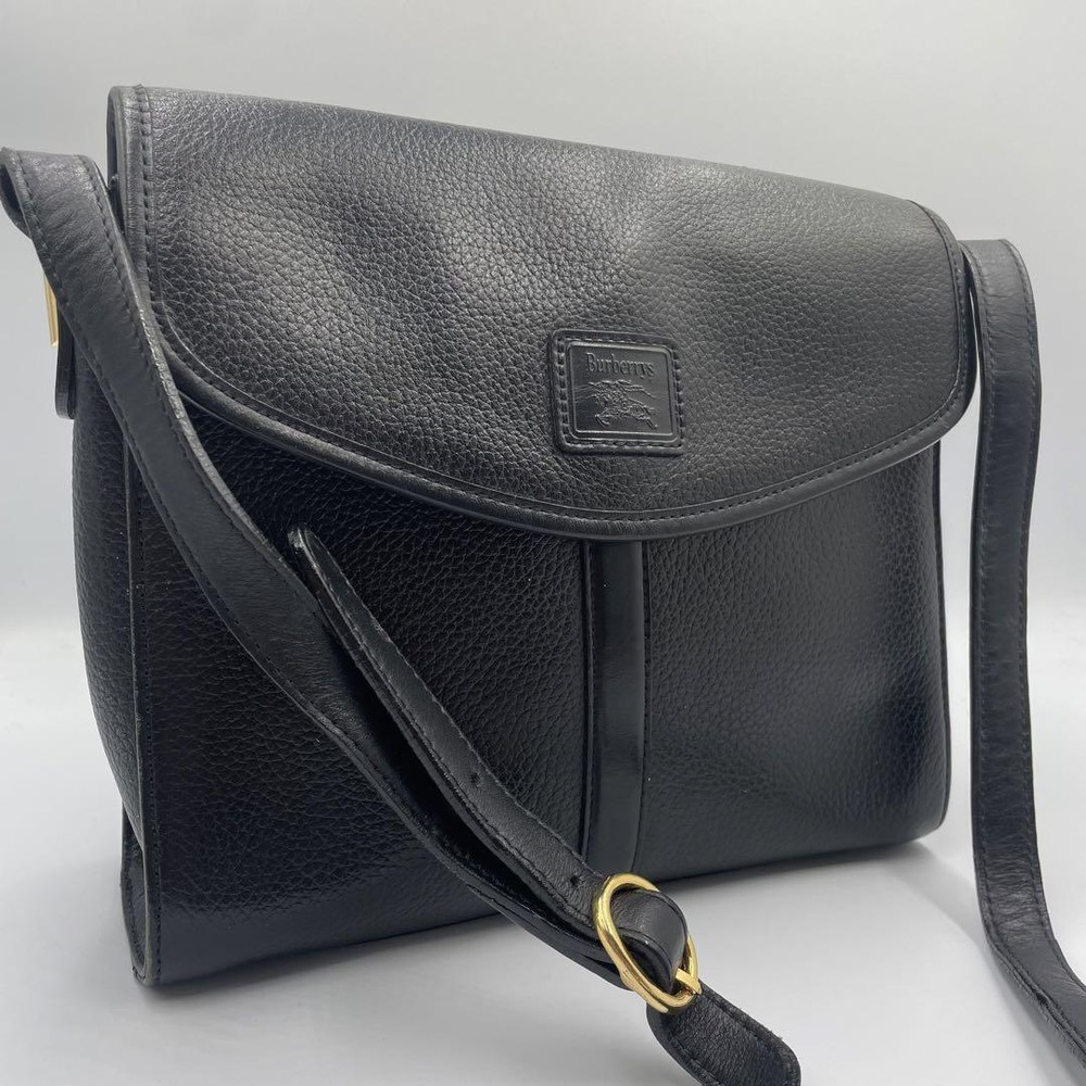 Burberry Shoulder Bag Leather Flap Nova Check Black
