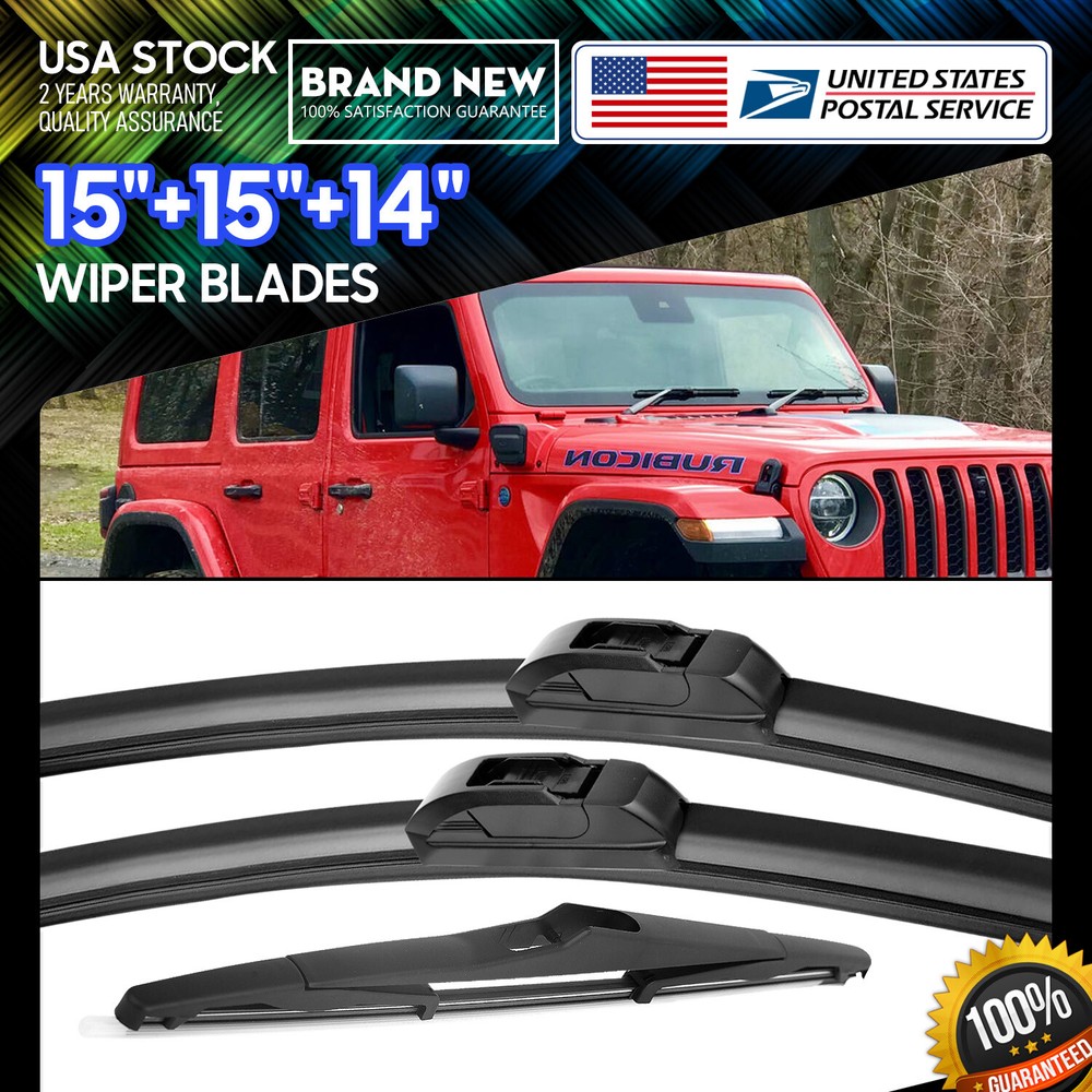 All Season 15''+15''+14'' Windshield Wiper Blades Driver&Passenger Side&Rear