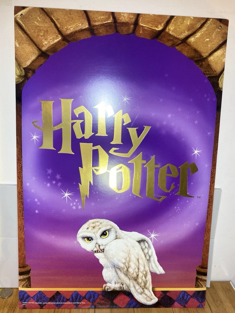 Harry Potter Hedwig Vintage 2‑Sided Retail Bookstore Display Sign – 2001 Promo