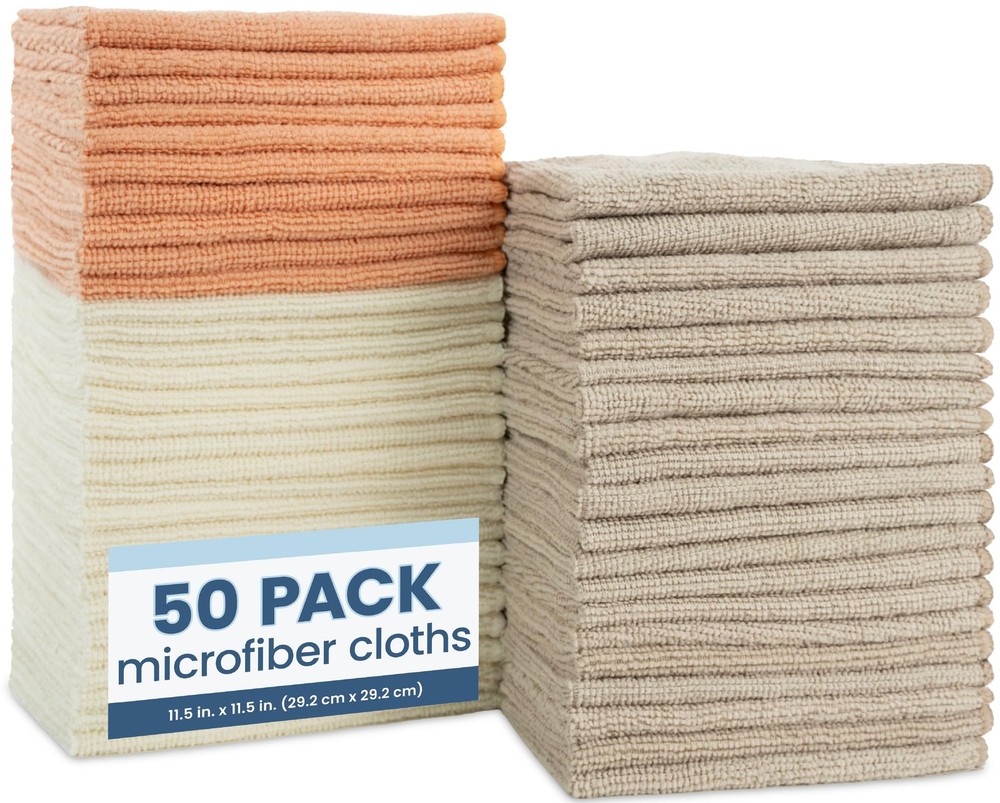 S&T INC 50 Pack Bulk Microfiber Cleaning Cloths Reusable Home Towels