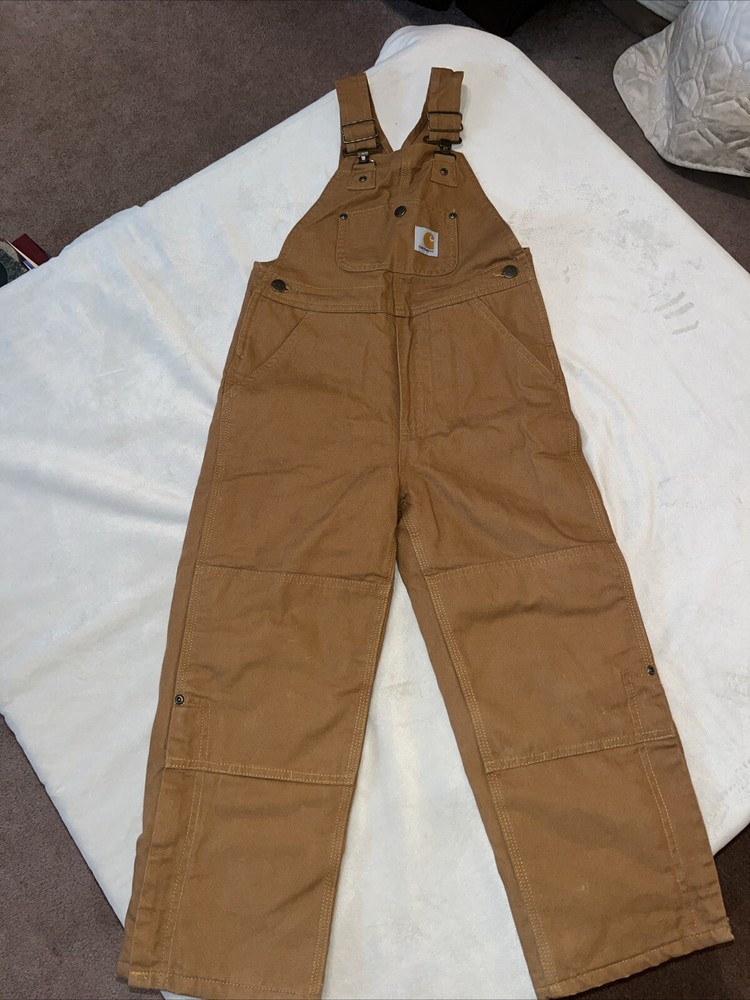 Carhartt Insulated Canvas Bib Overalls Double Knee Youth Boys Size 6