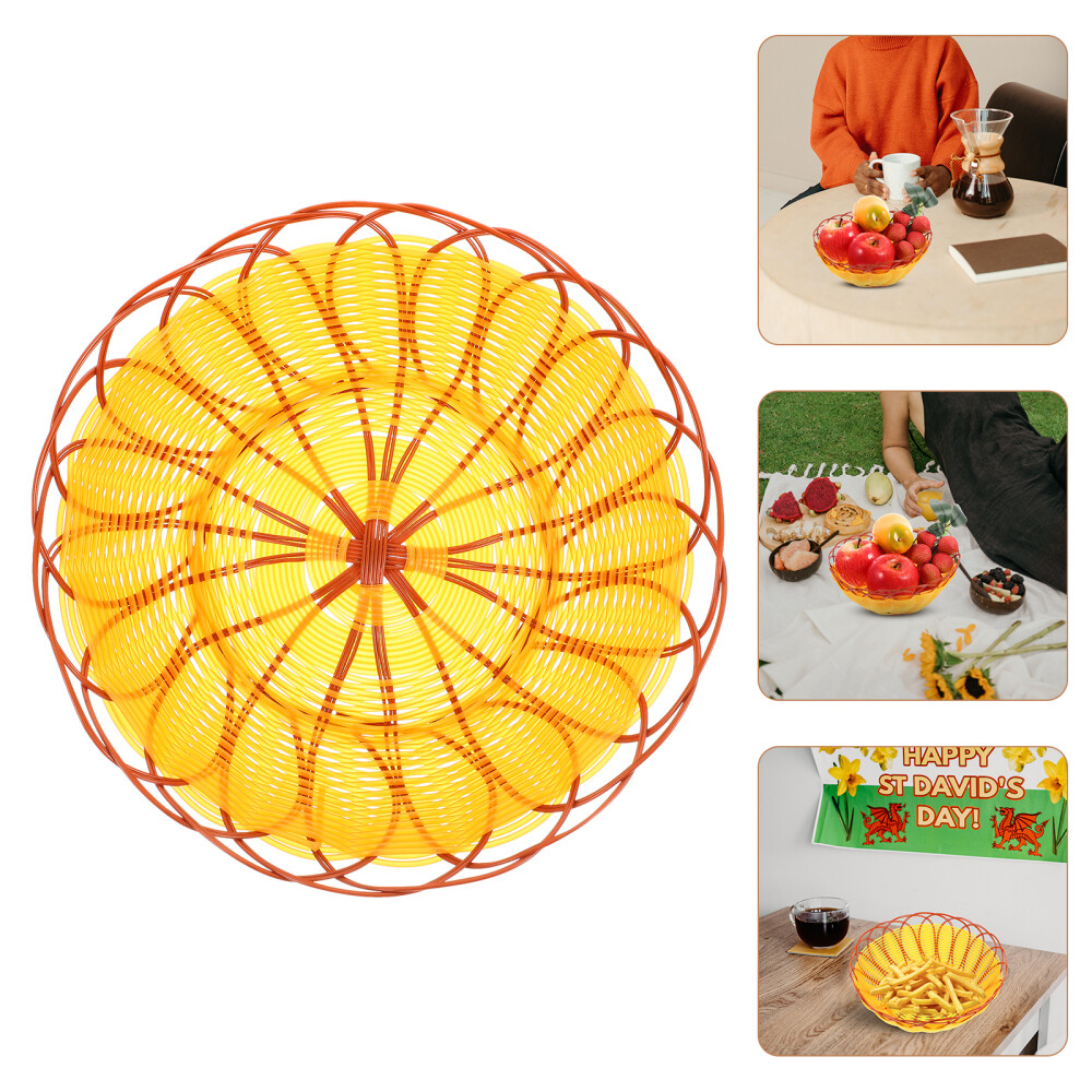 4 Pcs Rectangle Basket Imitation Rattan Storage Sundry Yellow