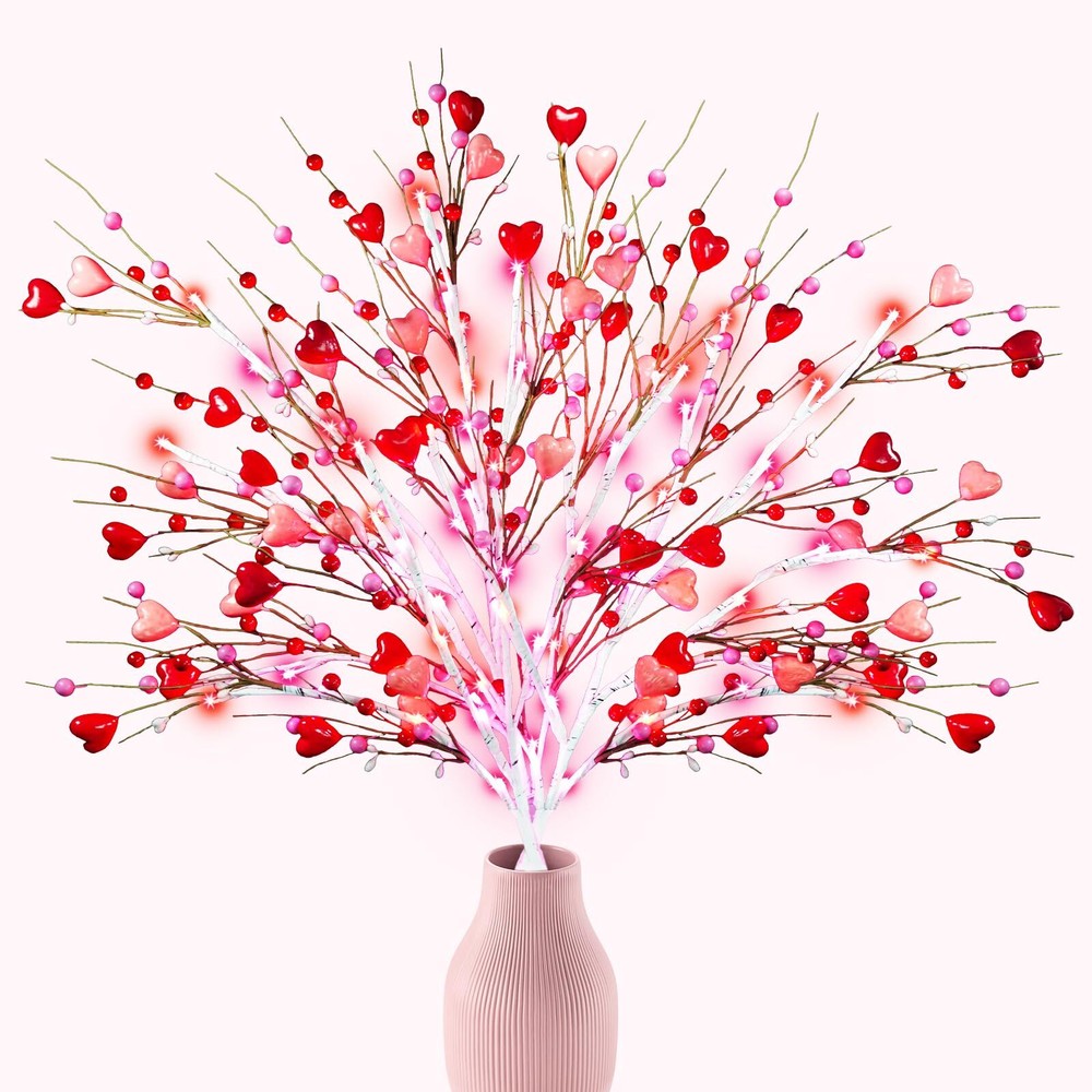 3 Pack 30in LED Valentine's Day Lighted Decor Picks with 60 Lights
