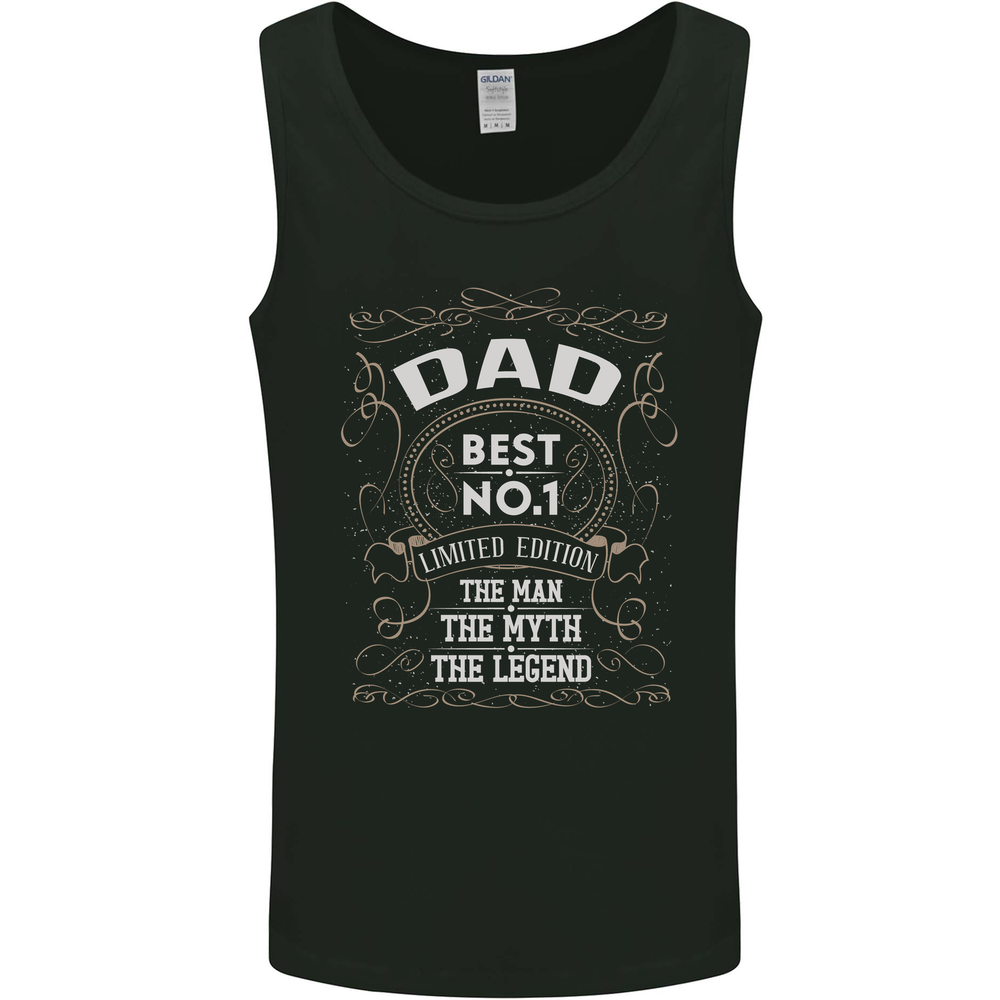 Fathers Day No 1 Dad Man Myth Legend Funny Mens Vest Tank Top